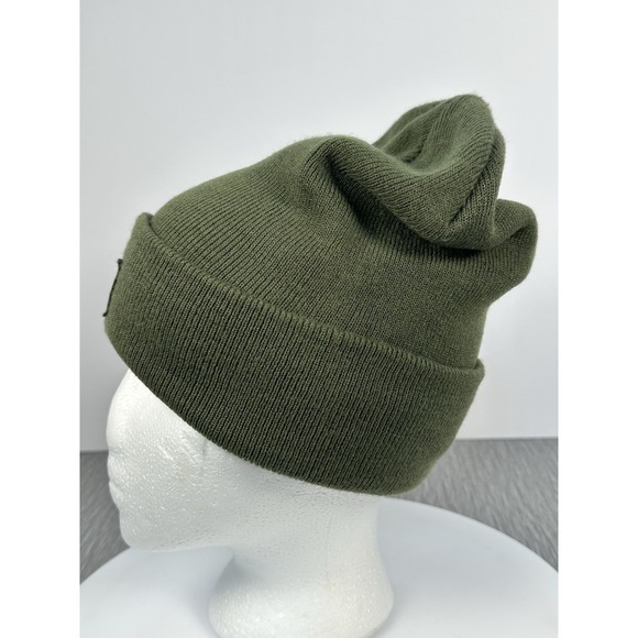 Abercrombie & Fitch Knit Beanie Olive Green Cuffed Hat Unisex Winter Ski Snow - Picture 6 of 7